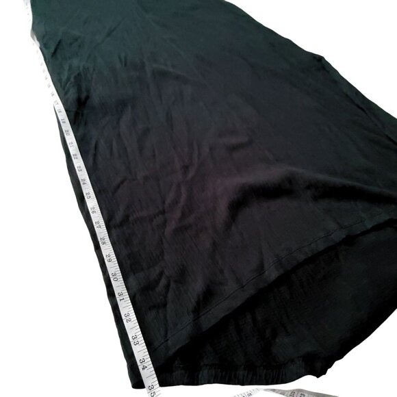 Lands End Womens Black Crinkle Midi Dress Size M V-neckline  Crinkle texture - Picture 7 of 8